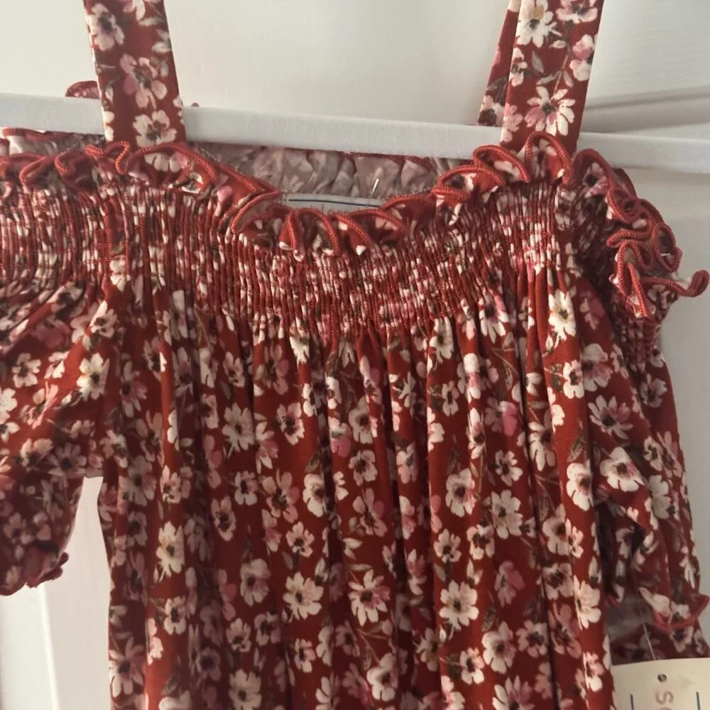 Social Academy Girls Brown Floral Print Maxi Dress Size 12